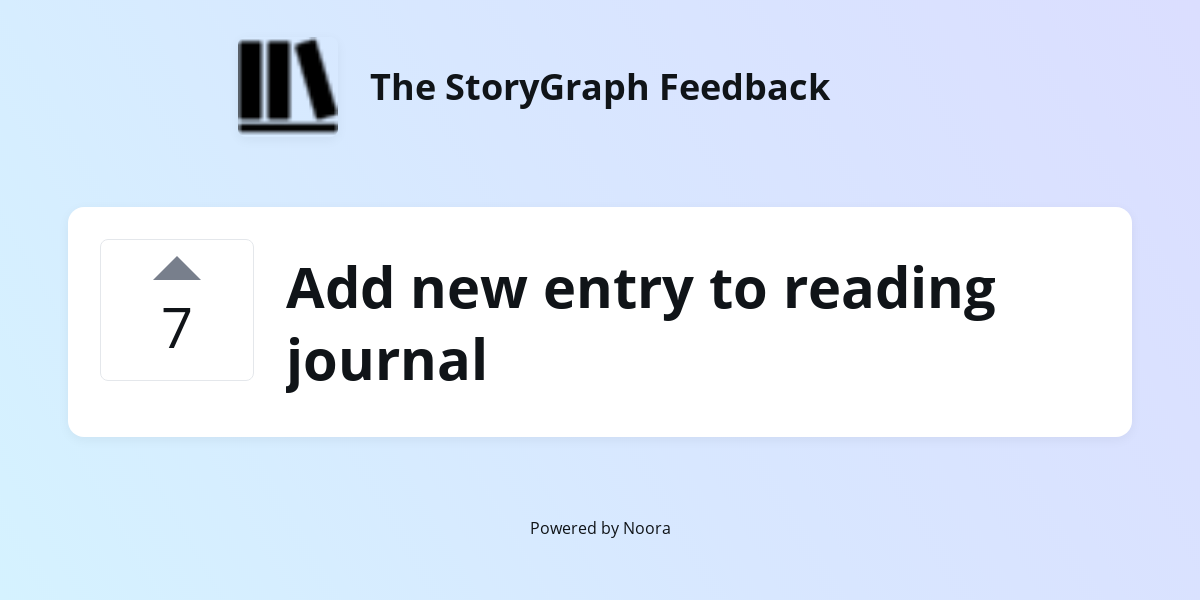 Add new entry to reading journal | Requests/Ideas | The StoryGraph
