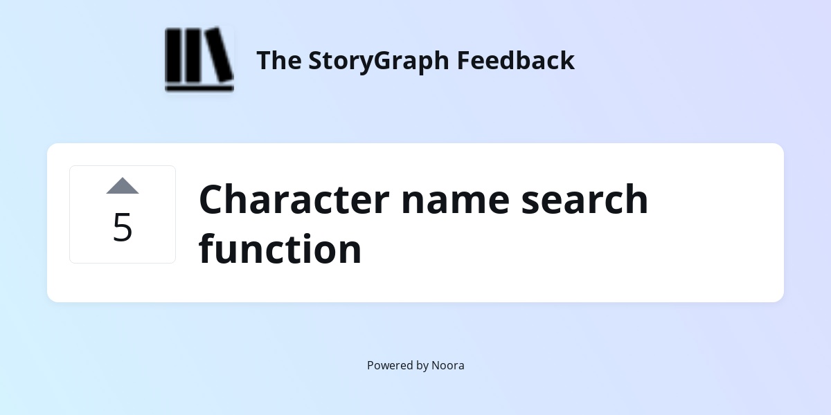 Character name search function | Requests/Ideas | The StoryGraph