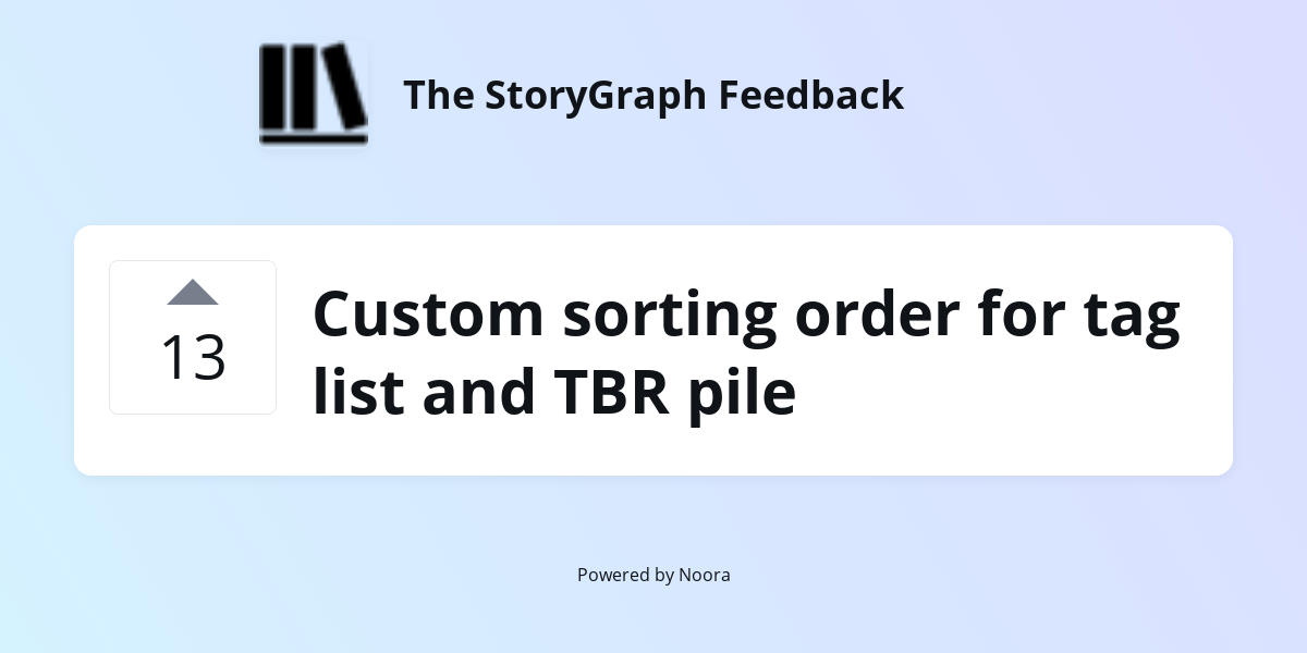 Custom sorting order for tag list and TBR pile | Requests/Ideas | The ...
