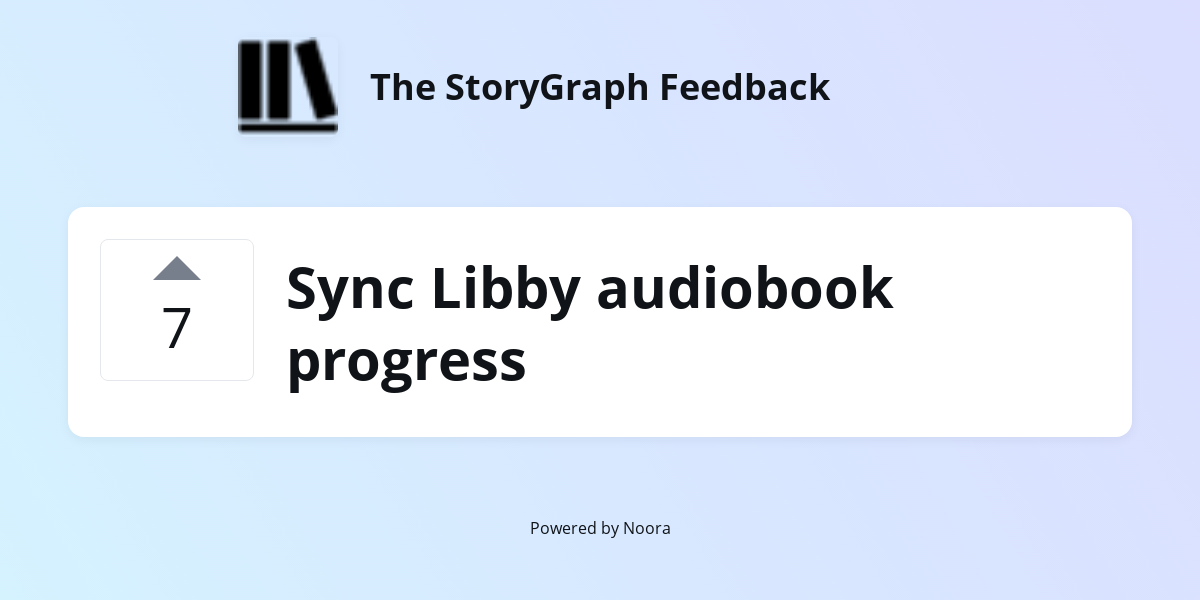 Sync Libby audiobook progress | Requests/Ideas | The StoryGraph